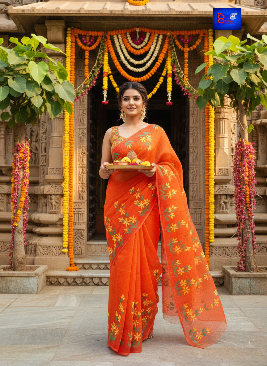 BloomGloom - Hand Painted Resham Cotton Sarees