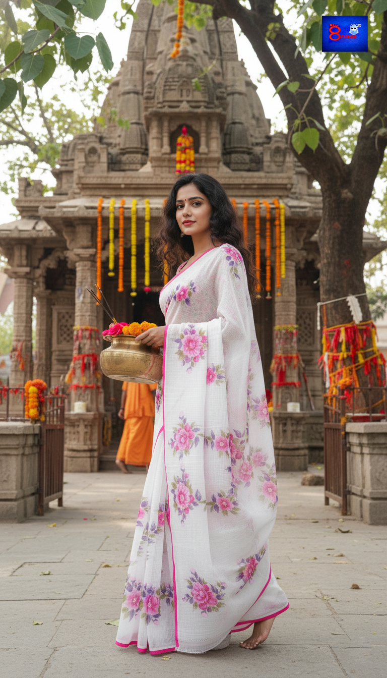 BloomGloom  - Hand Painted Resham Cotton Sarees