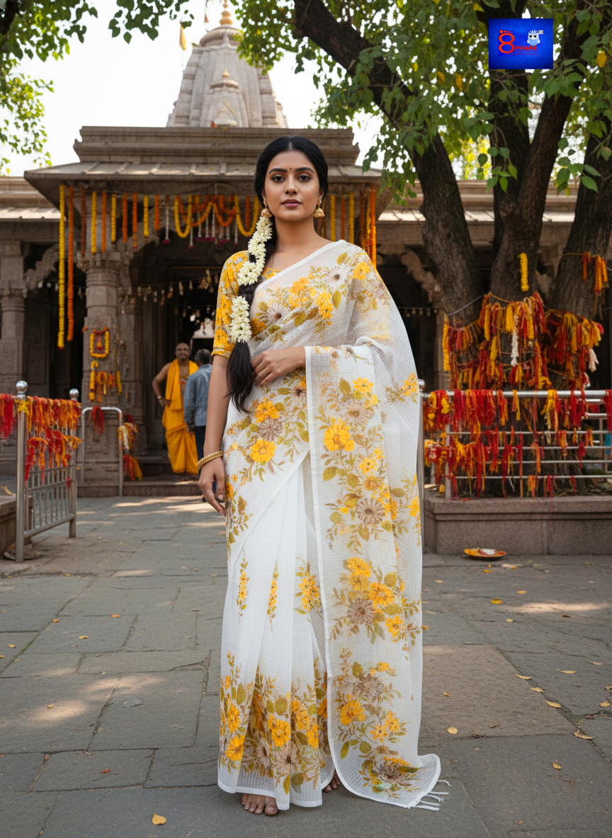 BloomGloom - Hand Painted Resham Cotton Sarees
