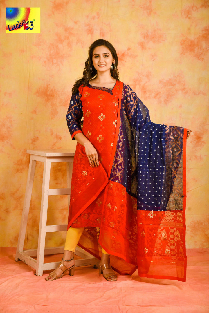 Jamdani Dupatta & Kurti Set | JKD 23