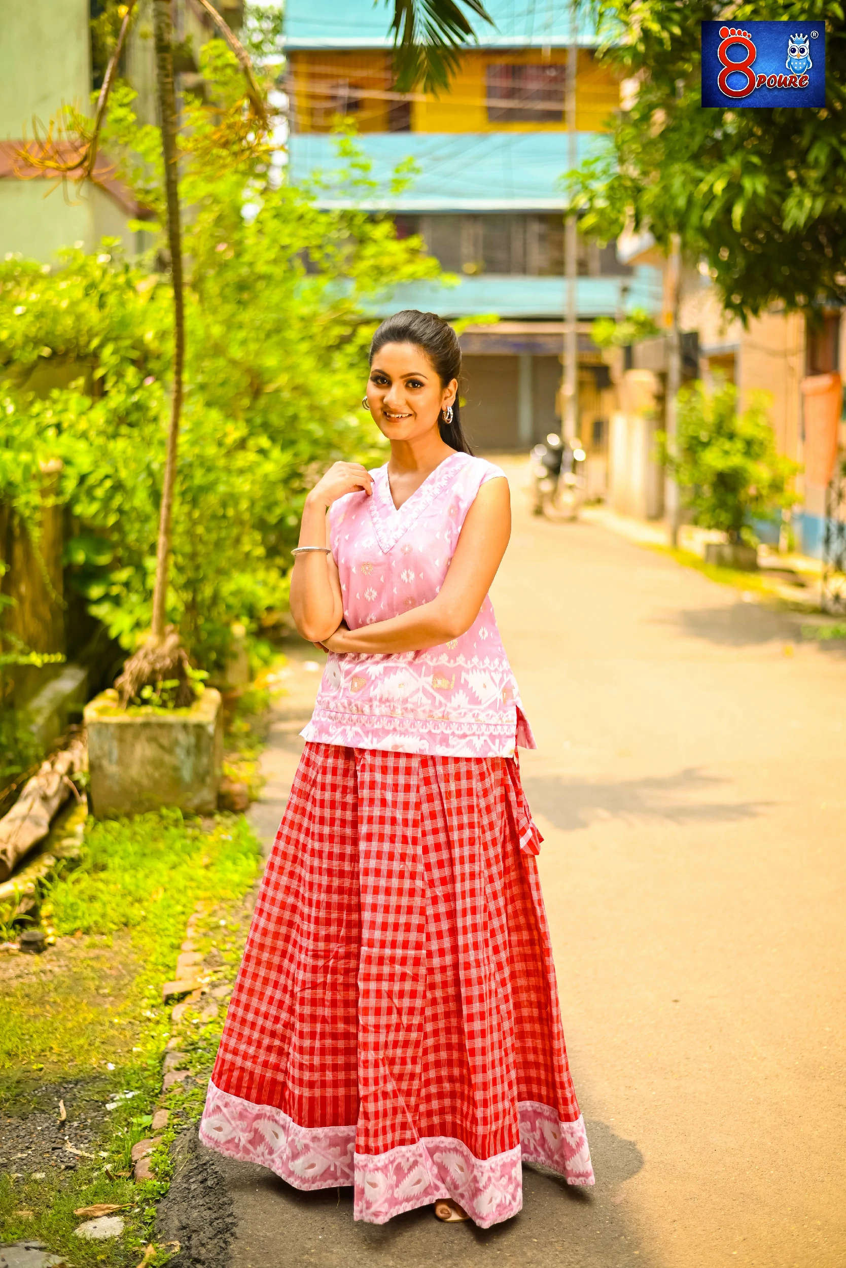 Pink Jamdani Top Gamcha Skirt | GMS 01