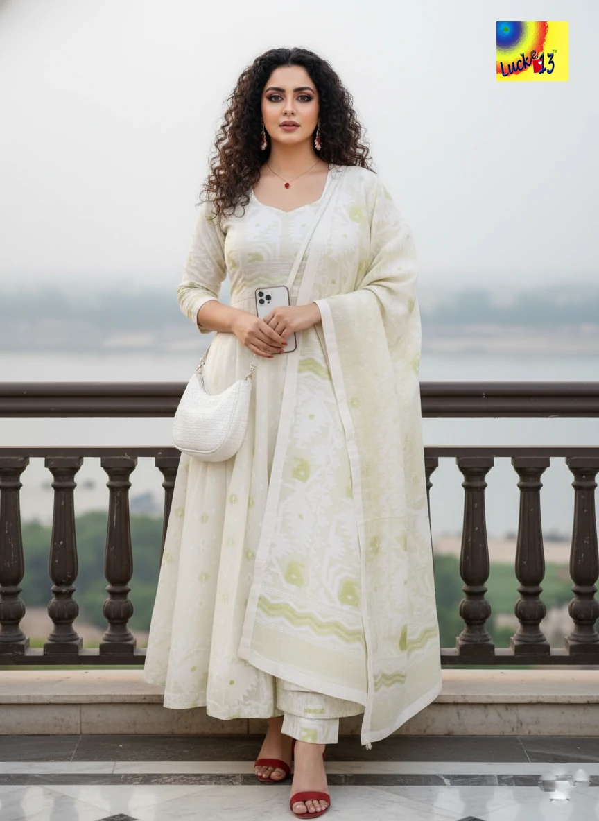Jamdani Anakali with Dupatta	