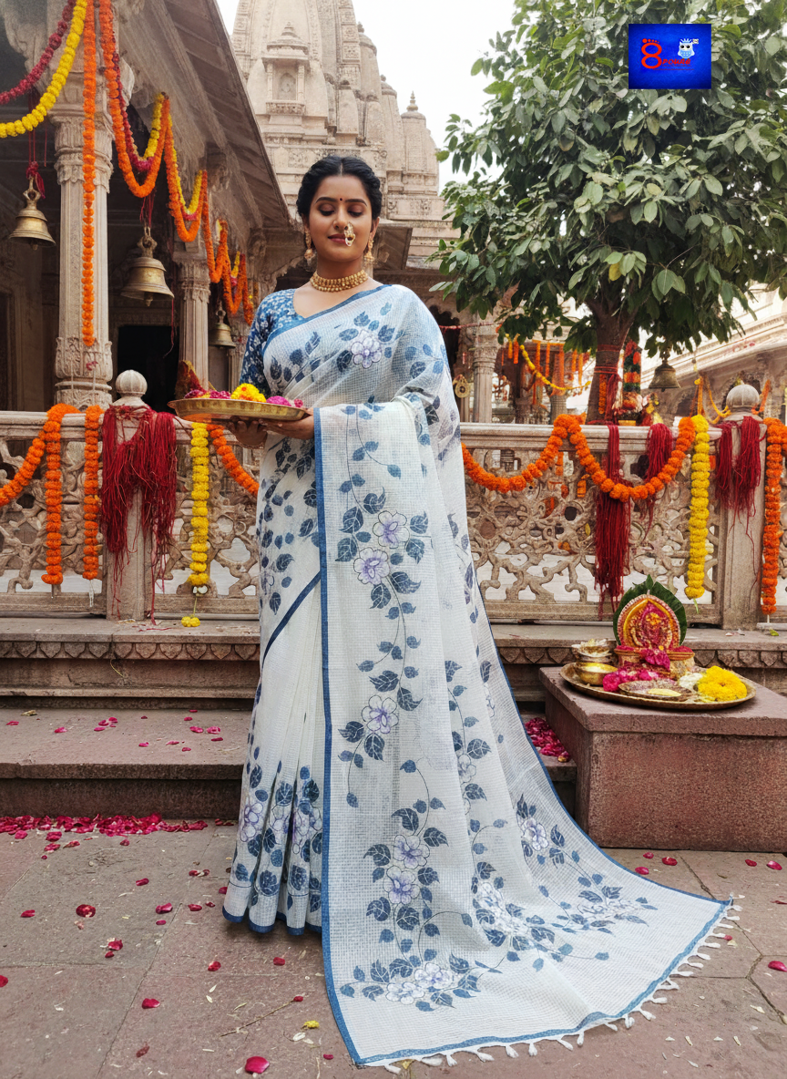 BloomGloom - Hand Painted Resham Cotton Sarees