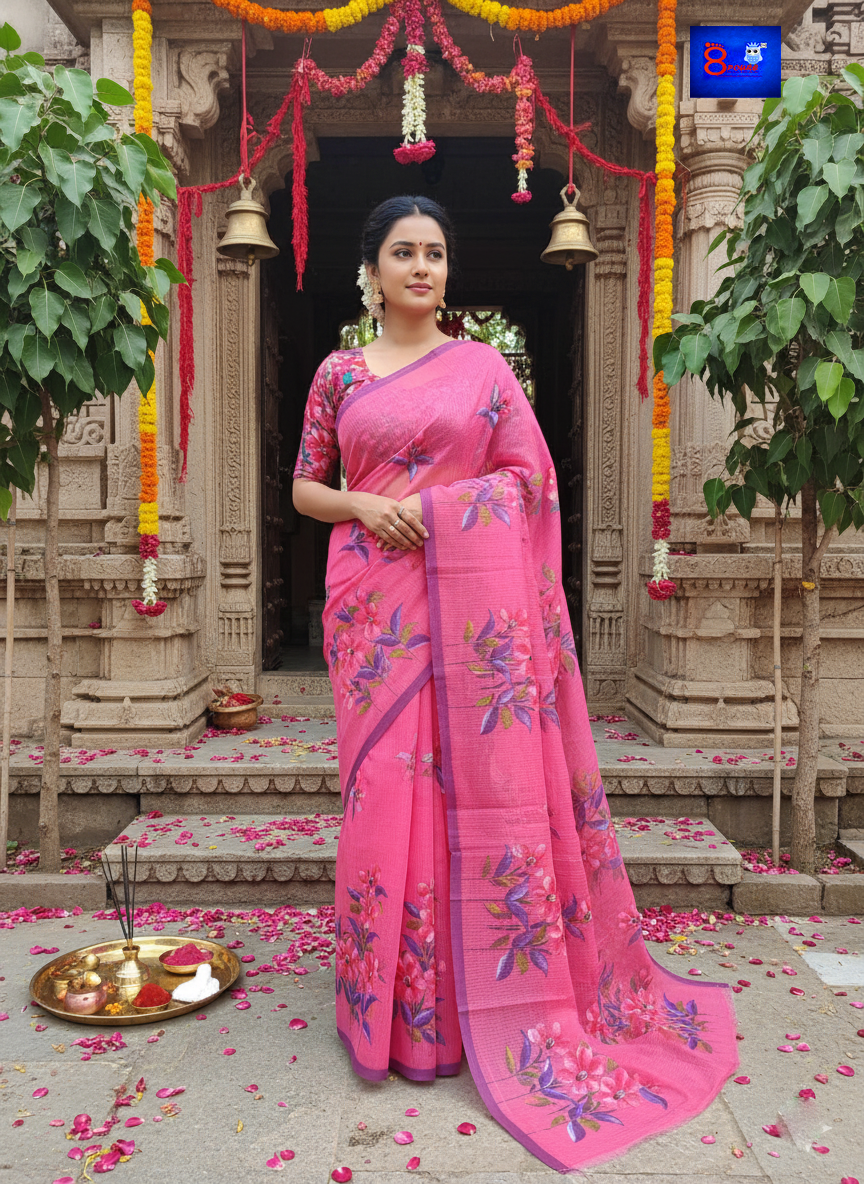 BloomGloom - Hand Painted Resham Cotton Sarees