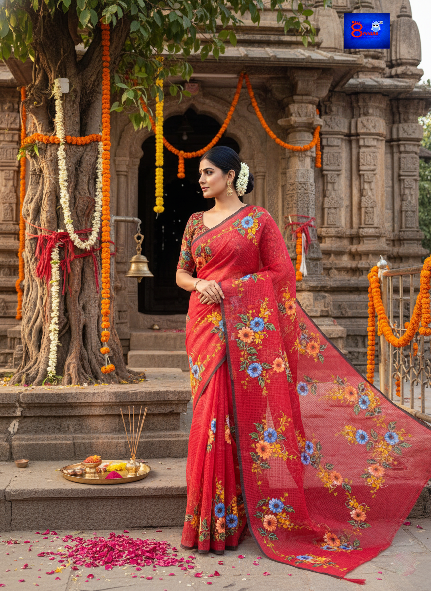 BloomGloom - Hand Painted Resham Cotton Sarees