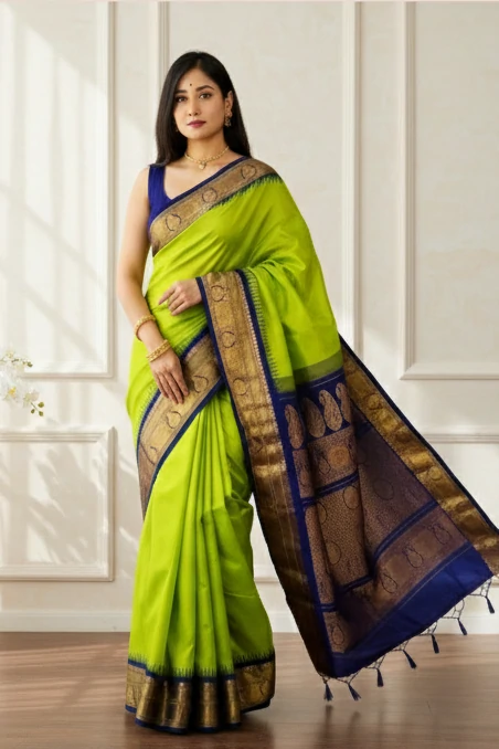 Green Blue silk Gadwal saree--Silk Mark | SLG 03