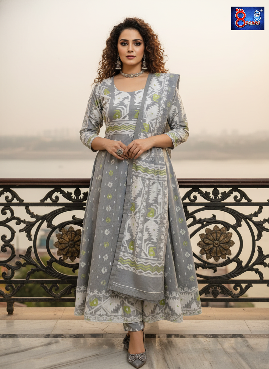 Jamdani Anakali with Dupatta	