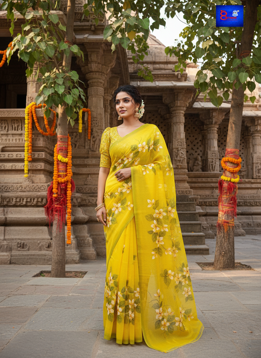 BloomGloom - Hand Painted Resham Cotton Sarees