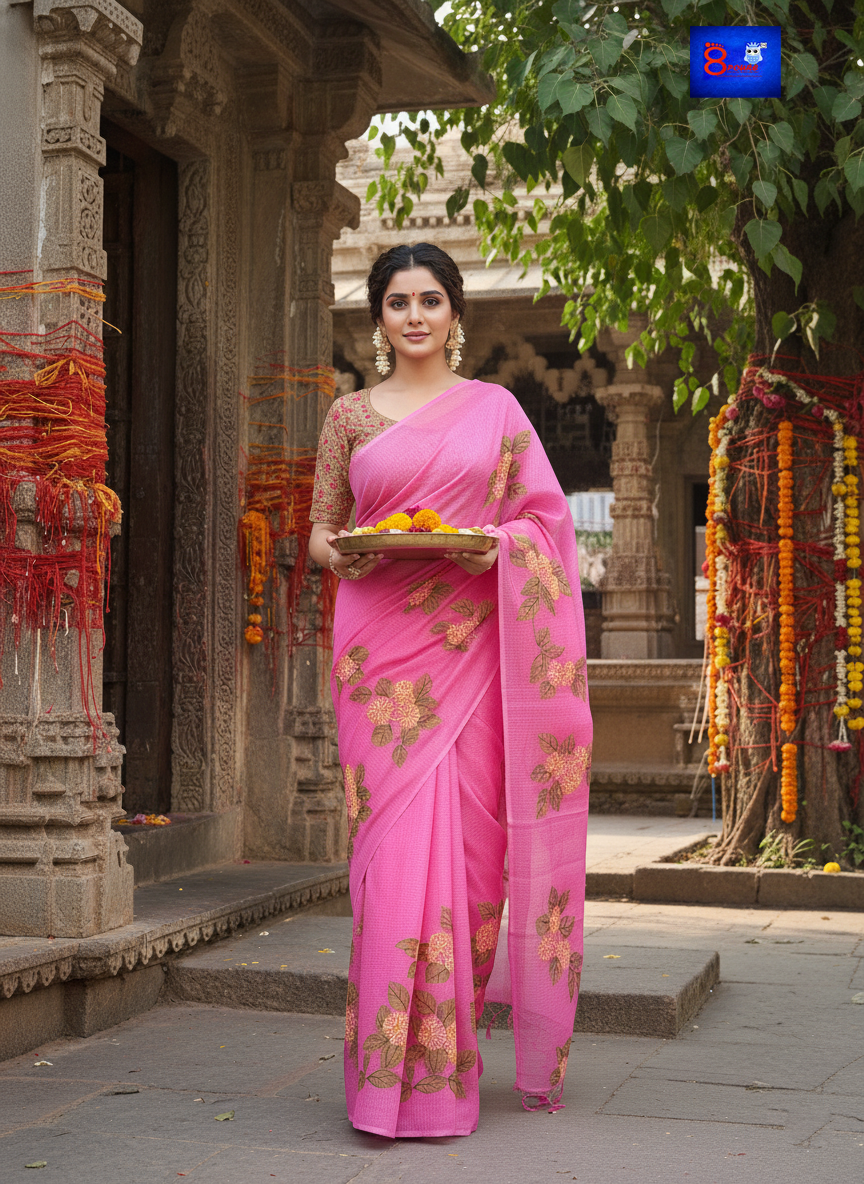 BloomGloom - Hand Painted Resham Cotton Sarees