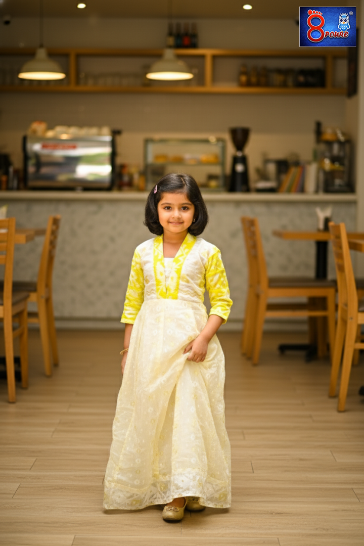 Baby Jamdani Gown | CCP 02 | Off White