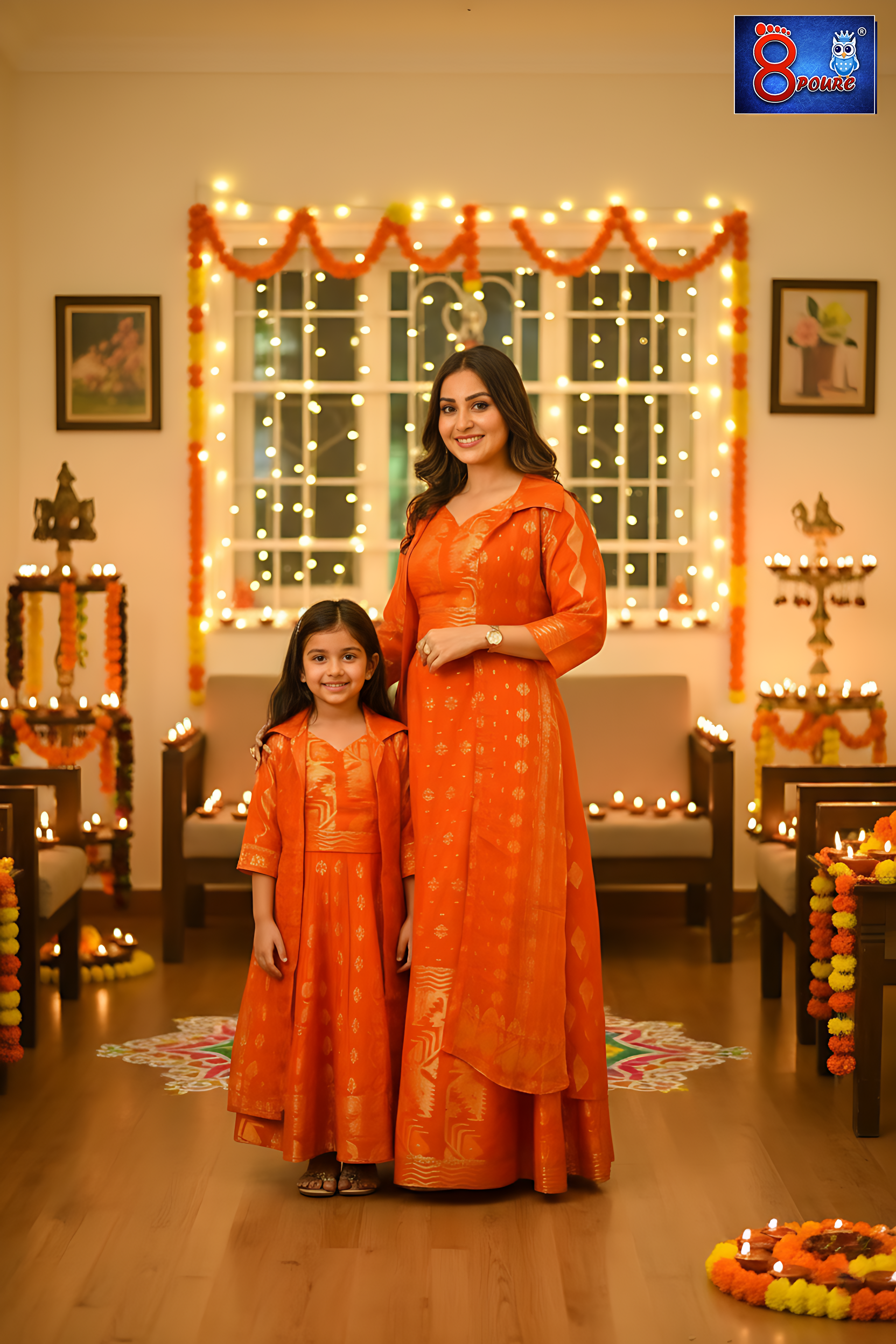 Baby Jamdani Lehenga set | CPT 07 | Orange	