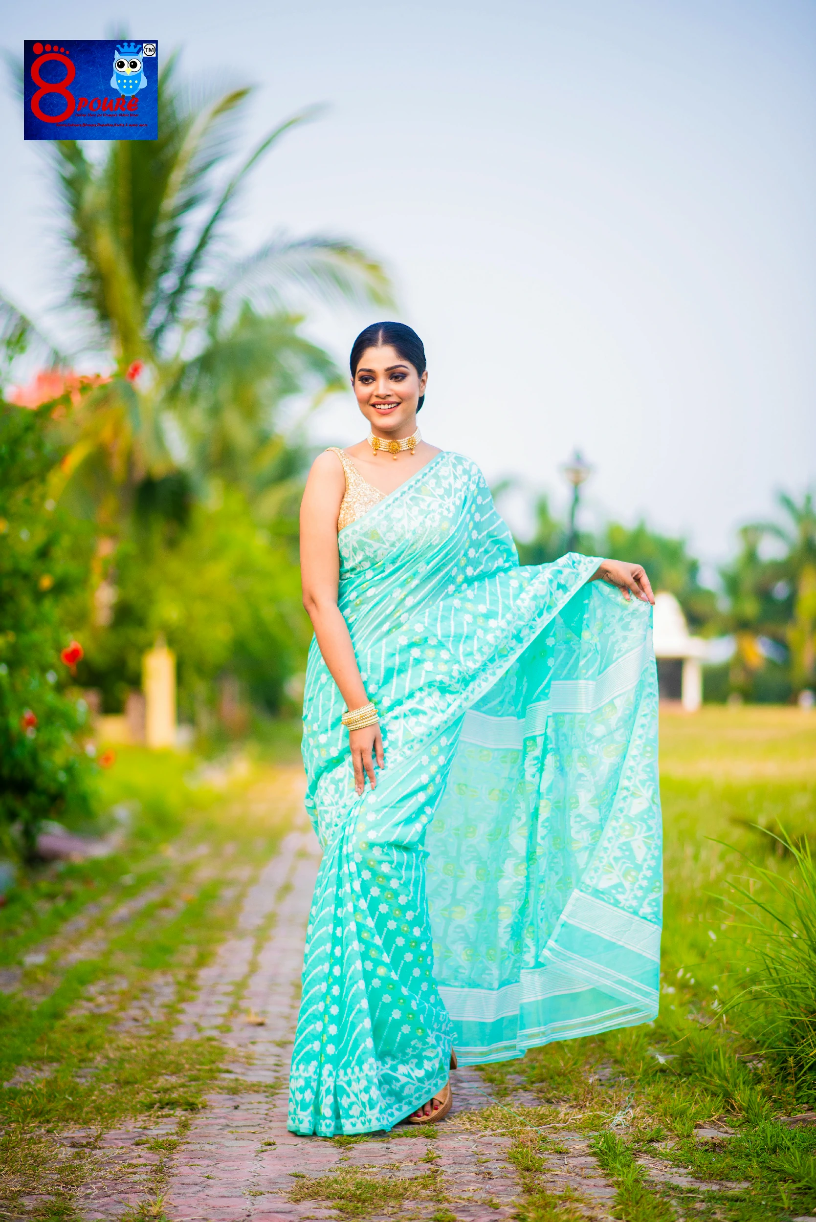 Handloom  Jamdani Saree | Sea  Green | HJS  06
