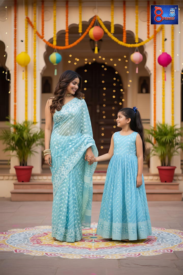 Baby Jamdani Gown | CPD 07 | Sky