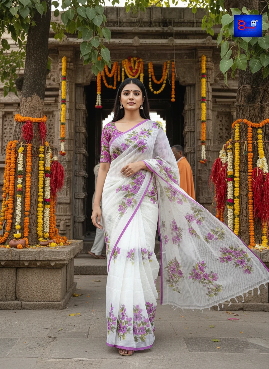 BloomGloom - Hand Painted Resham Cotton Sarees