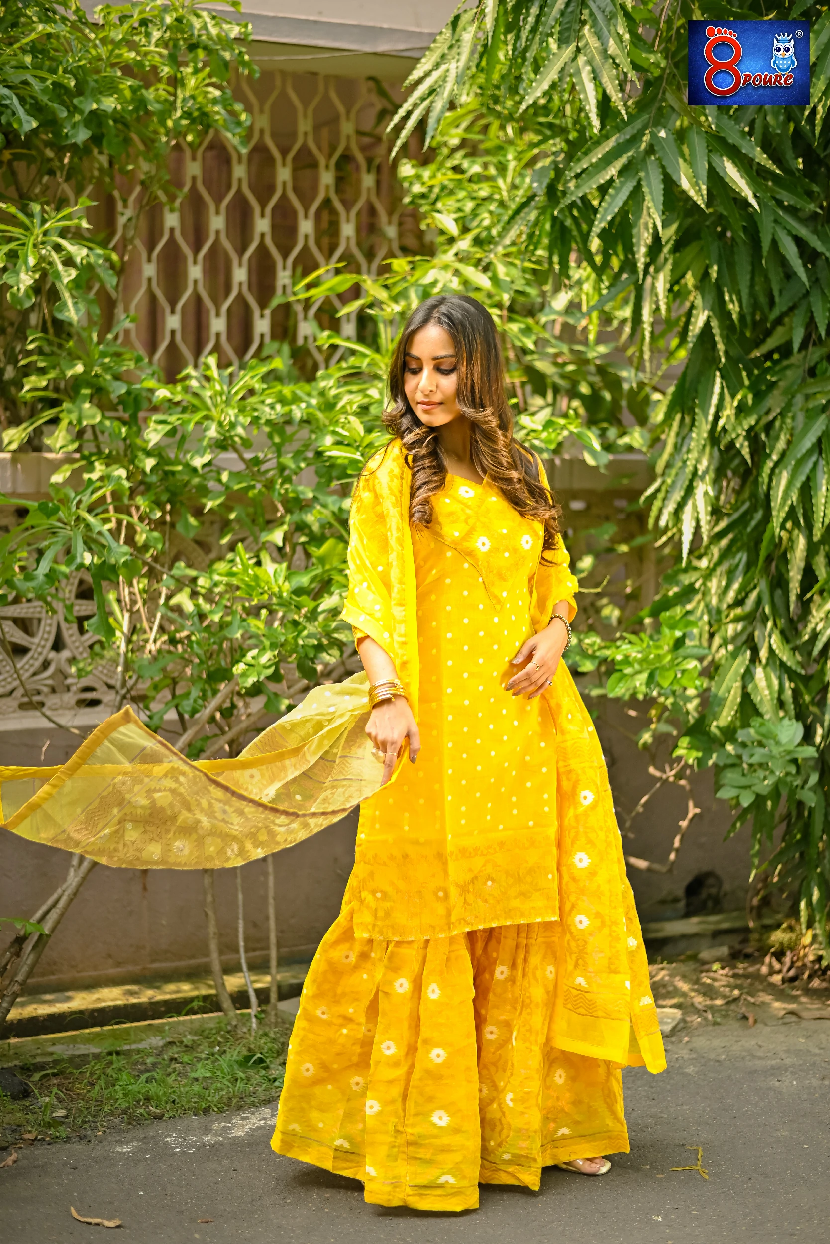 Yellow Jamdani Sharara 3Pcs Set | SWT 16