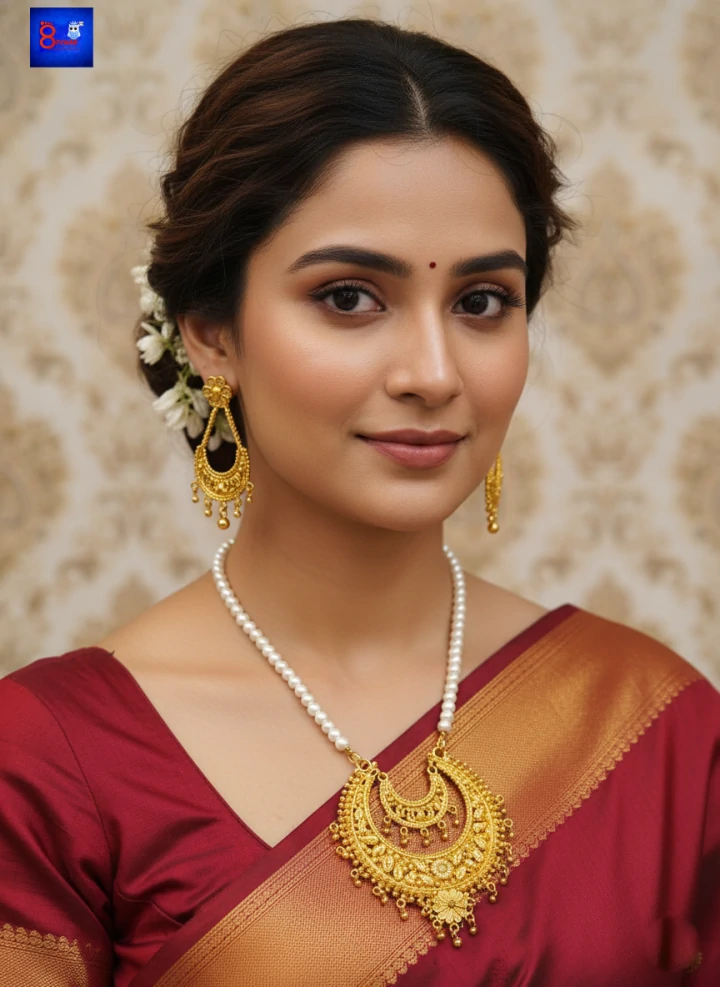 1.5 Gram Gold Polished Traditional Jewellery Set 