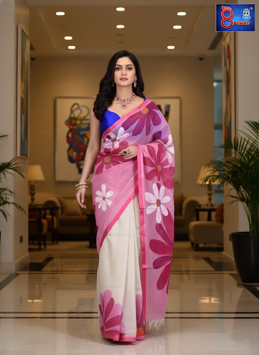 Pure Cotton Handpainted Saree | COS 06