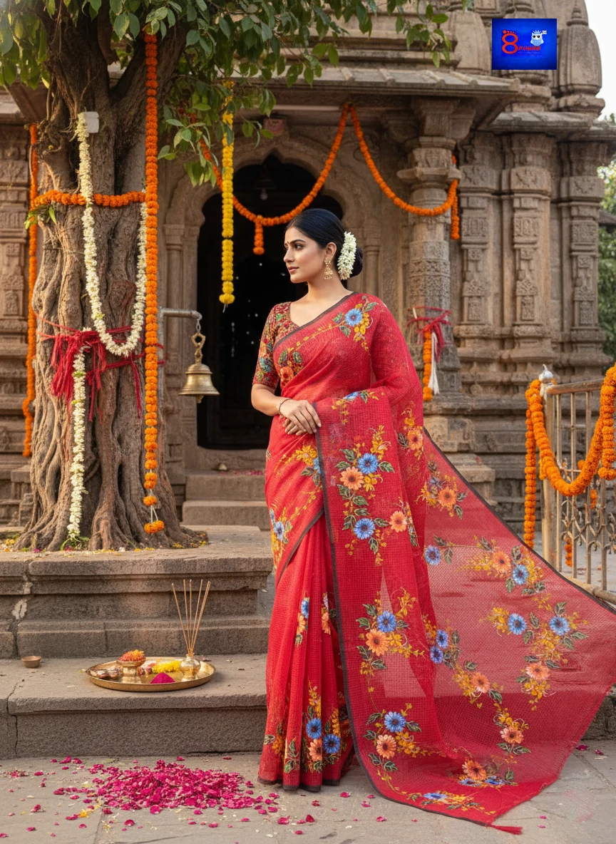 BloomGloom - Hand Painted Resham Cotton Sarees