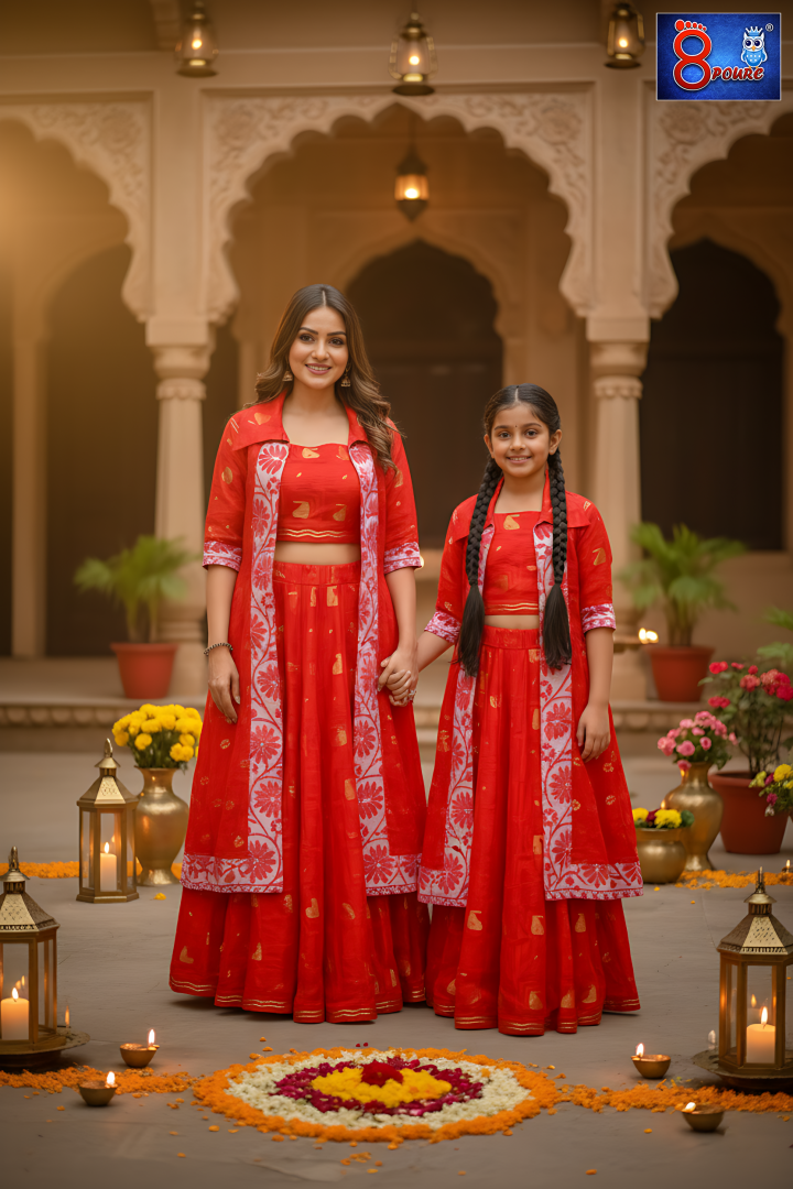 Baby Jamdani Lehenga Set | CPD 11 | Red	