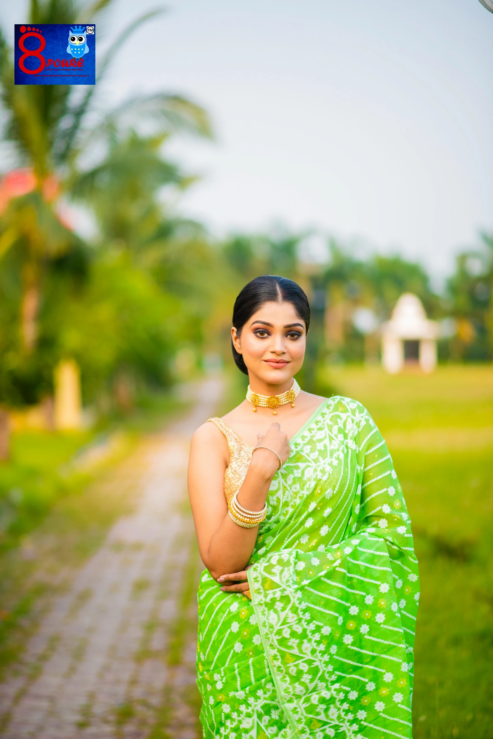 Handloom Jamdani Saree | Parrot green | HJS 04