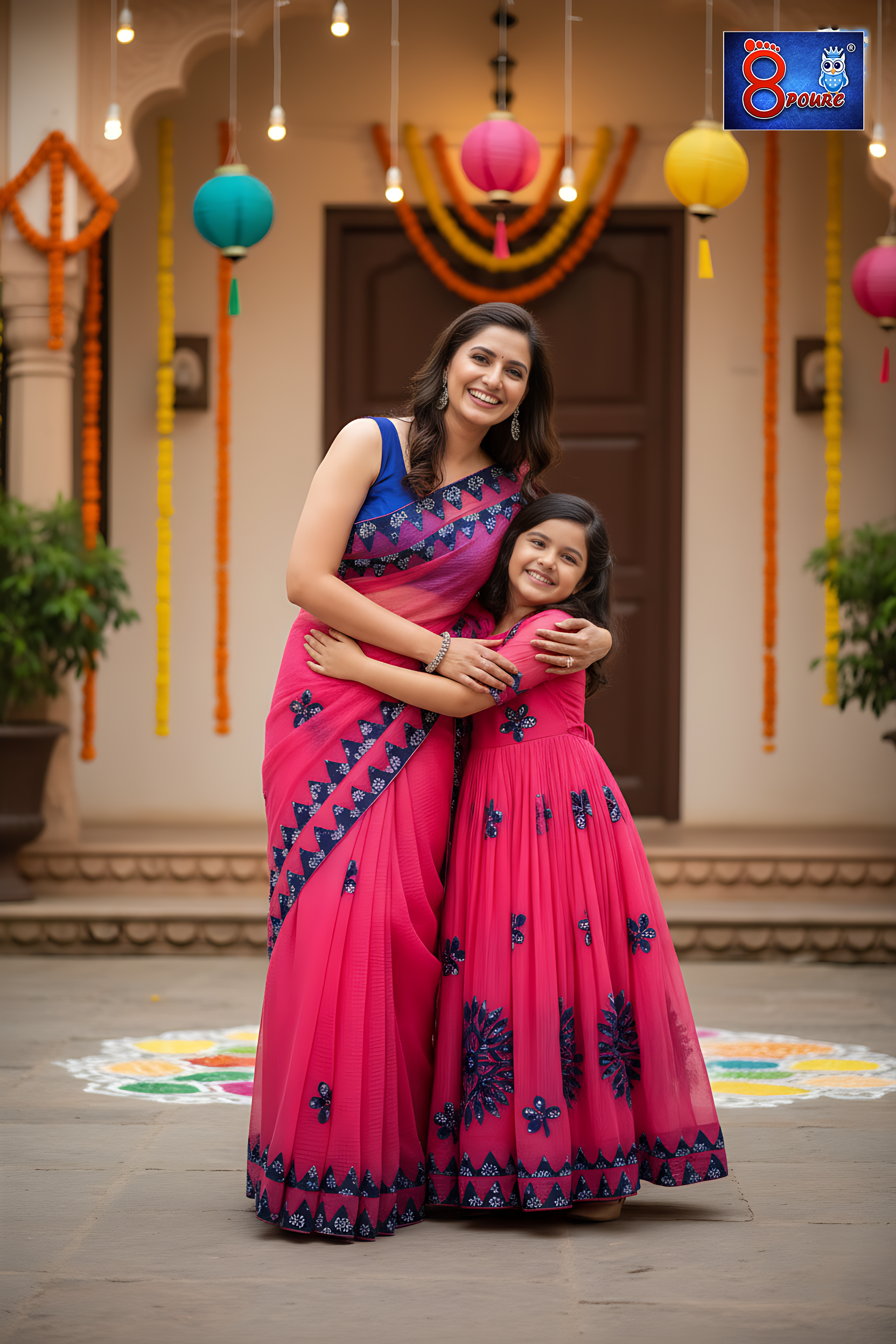 Pink Resham Indigo Gown | CPT 04