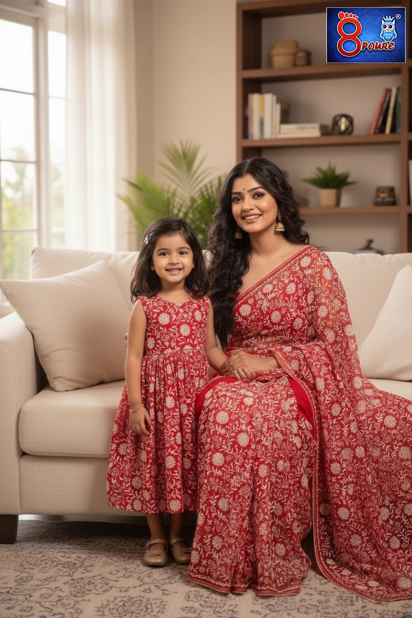 Baby Resham Chikankari Gown  | CCP 23 | Red 