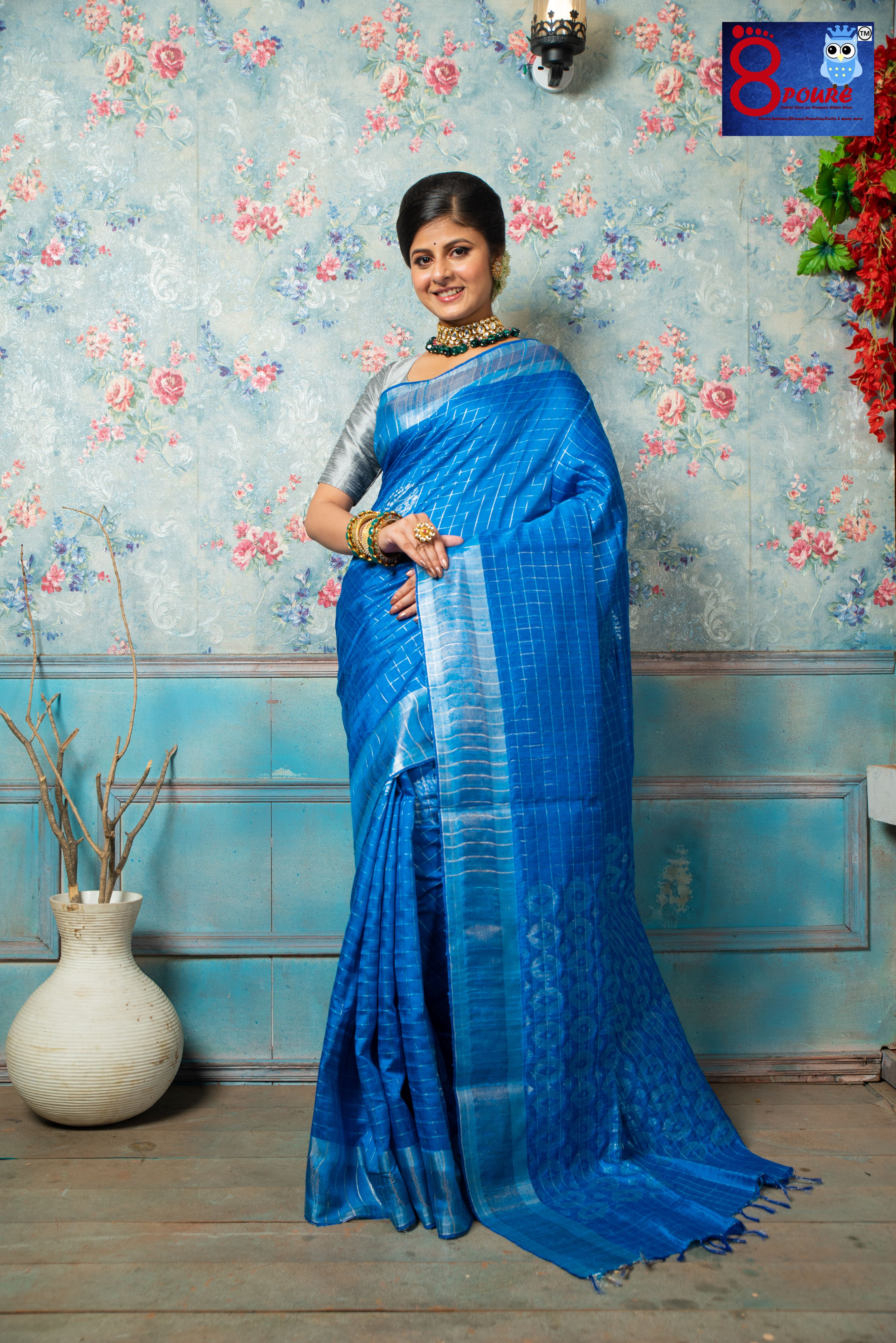 Raw Silk Kanchipuram (SILK MARK ) Saree | Sky | RSK 05