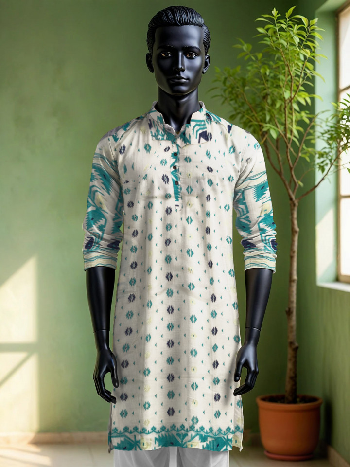 PURE HANDLOOM JAMDANI MEN KURTA | MKJ 03