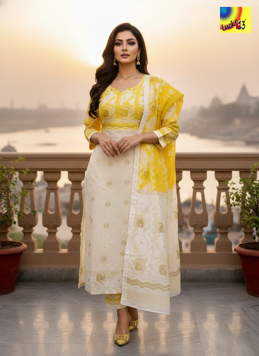 Jamdani Kurti , Pant with Dupatta	