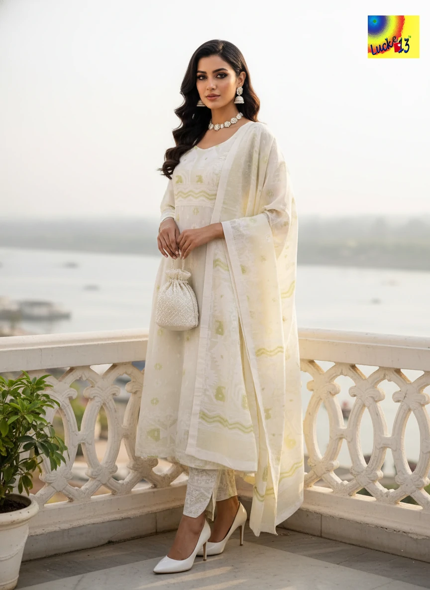 Jamdani Kurti , Pant with Dupatta	