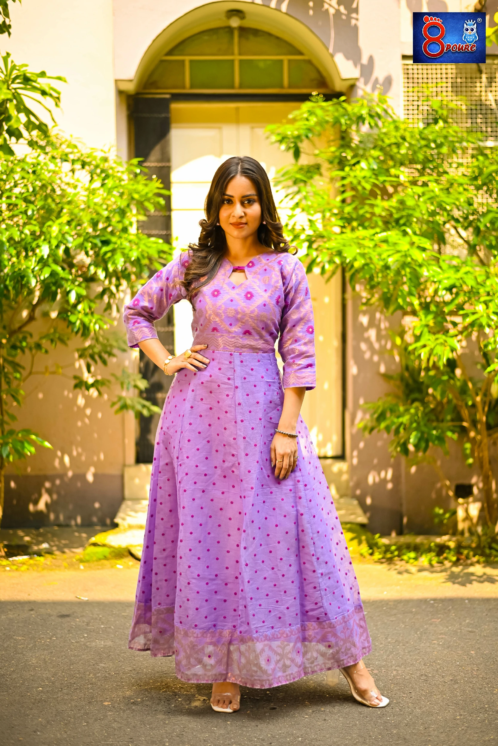 Lavender Jamdani Designer Gown | SWT 15